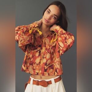 By Anthropologie Tassel Stitched Blouse